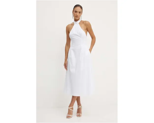 Bardot rochie GENEVIEVE culoarea alb, midi, evazati, 59364DB