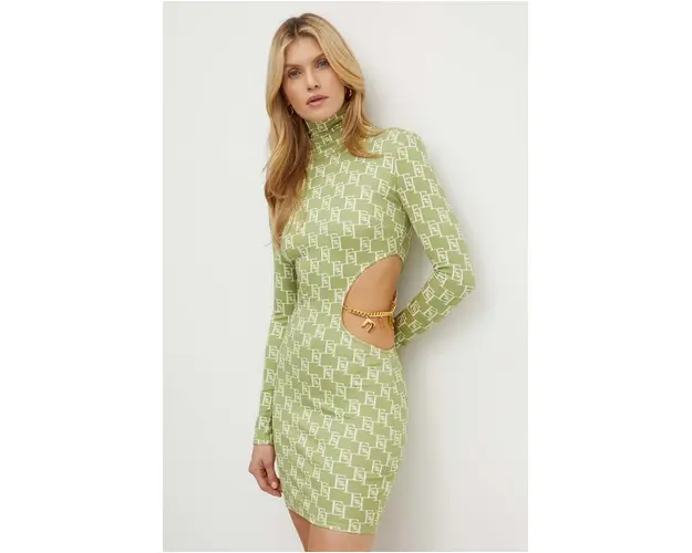 Elisabetta Franchi rochie culoarea verde, mini, mulata, AB56041E2 NORBLIN