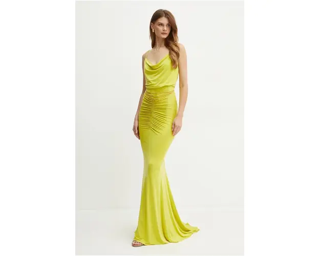 Elisabetta Franchi rochie culoarea verde, maxi, mulata, AB62842E2 NORBLIN