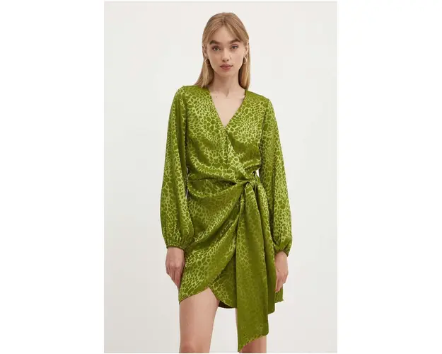 Never Fully Dressed rochie Vienna culoarea verde, mini, drept, NFDDR1539