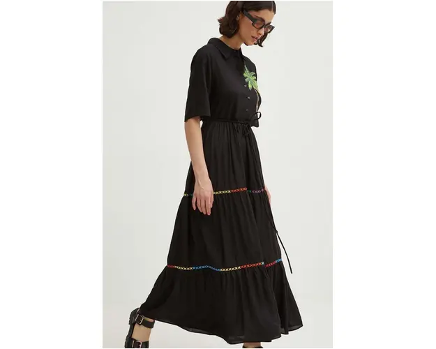 Never Fully Dressed rochie Immy culoarea negru, maxi, evazati, NFDDR671