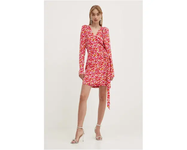 Rotate rochie JACQUARD MINI WRAP DRESS mini, evazati, 1129032989