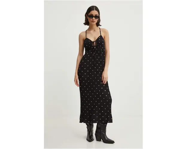 Never Fully Dressed rochie culoarea negru, midi, evazati, NFDDR1492