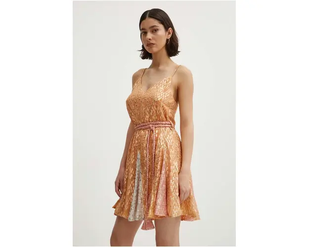 Never Fully Dressed rochie Riri Mini Dress culoarea portocaliu, mini, evazati, NFDDR1001