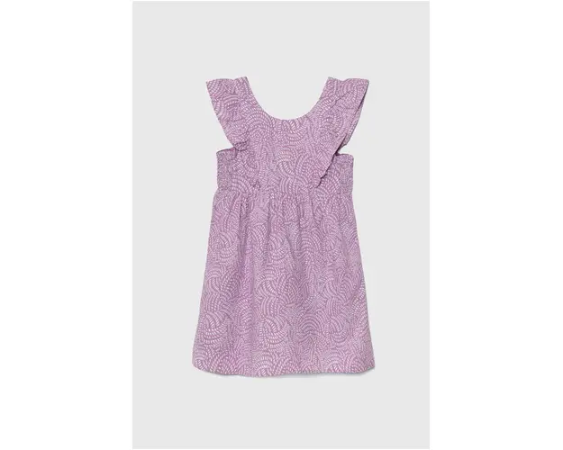 United Colors of Benetton rochie din in pentru copii culoarea violet, mini, evazati