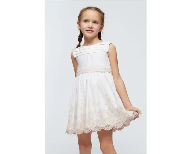 Mayoral rochie din bumbac pentru copii culoarea bej, mini, evazati