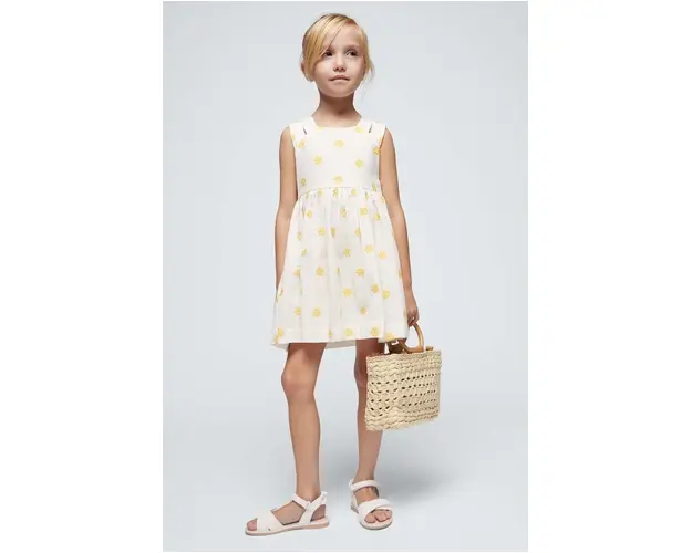 Mayoral rochie din bumbac pentru copii culoarea bej, mini, evazati