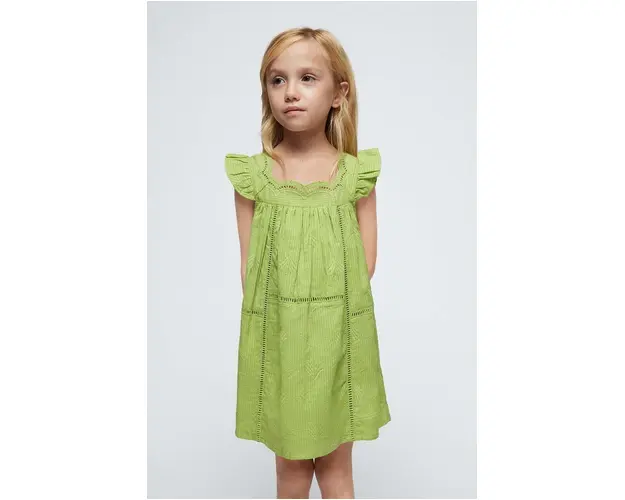 Mayoral rochie din bumbac pentru copii culoarea verde, mini, evazati