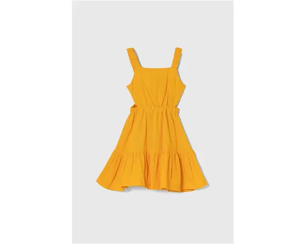 zippy rochie din amestec de in culoarea portocaliu, mini, evazati