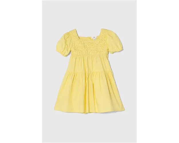 zippy rochie din bumbac pentru copii culoarea galben, midi, evazati