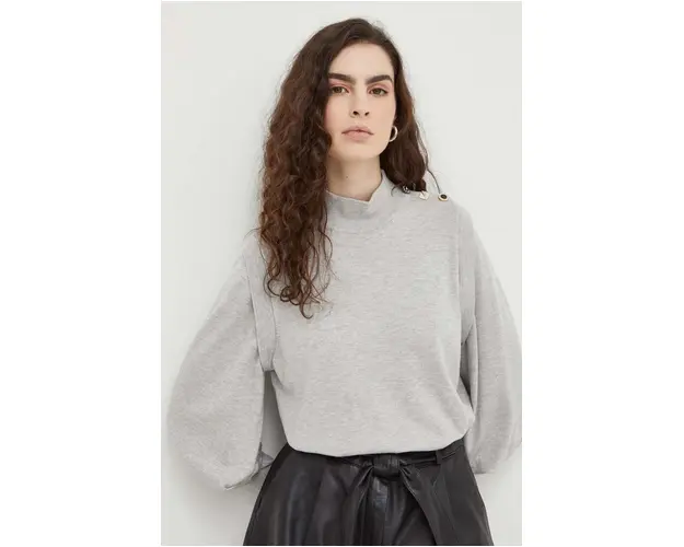 Bruuns Bazaar pulover femei, culoarea gri, light, cu turtleneck