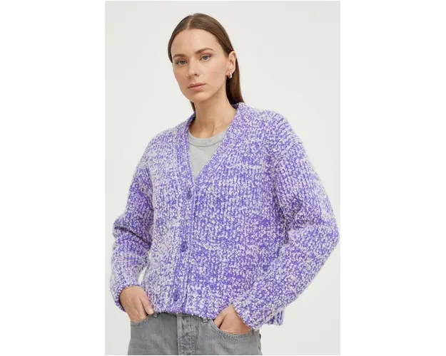 Samsoe Samsoe cardigan din lana culoarea violet, calduros