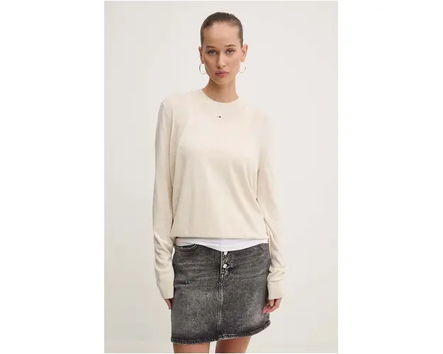 Tommy Jeans pulover femei, culoarea bej, light