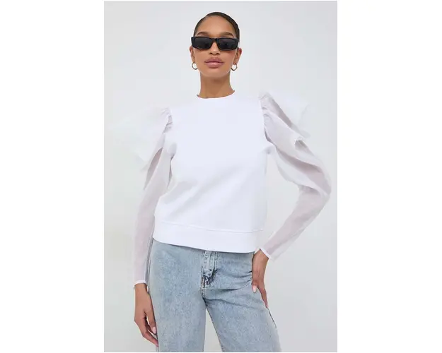 Karl Lagerfeld bluza femei, culoarea alb, neted