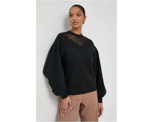 Karl Lagerfeld bluza femei, culoarea negru, neted