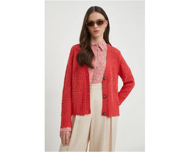 Pepe Jeans cardigan GRACE femei, culoarea rosu, light