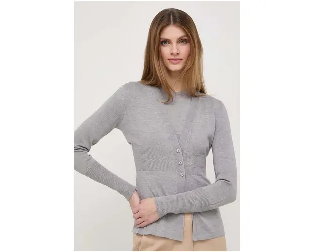 Max Mara Leisure tricou si cardigan de lana culoarea gri, light 2416380000000