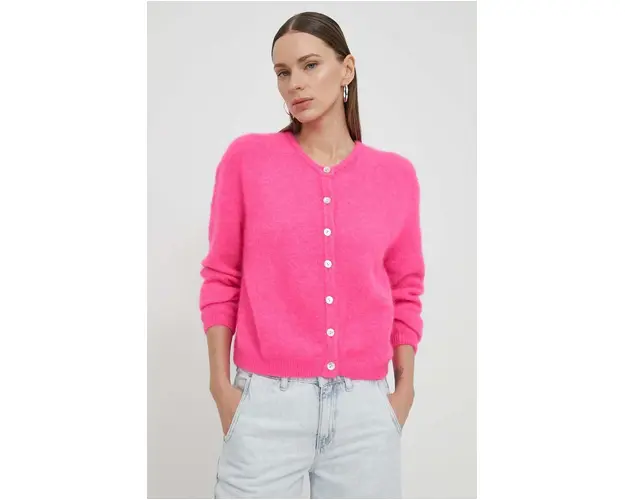 American Vintage cardigan din lana culoarea roz, calduros