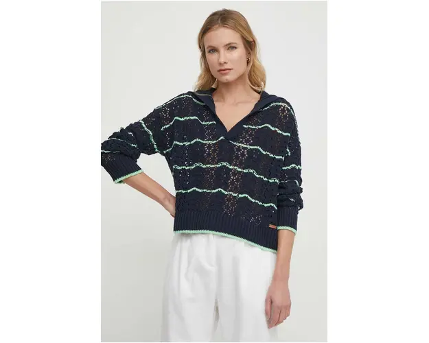 Pepe Jeans pulover de bumbac culoarea albastru marin, light
