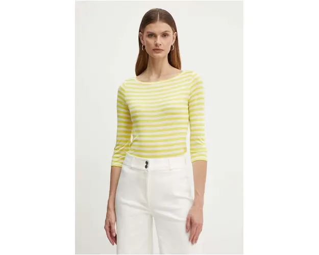 MAX&Co. longsleeve de matase culoarea galben, 2416941022200