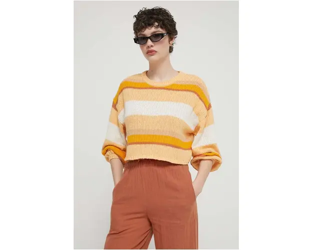 Billabong pulover Sol Time femei, culoarea galben, ABJSW00269