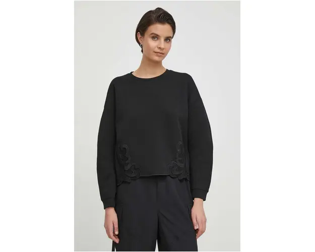 Sisley bluza femei, culoarea negru, neted