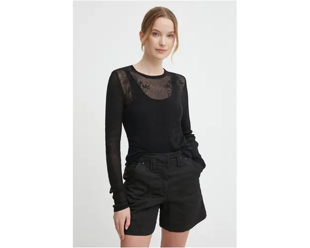 Sisley pulover femei, culoarea negru, light