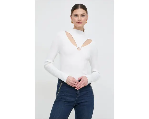Morgan pulover femei, culoarea alb, light, cu turtleneck