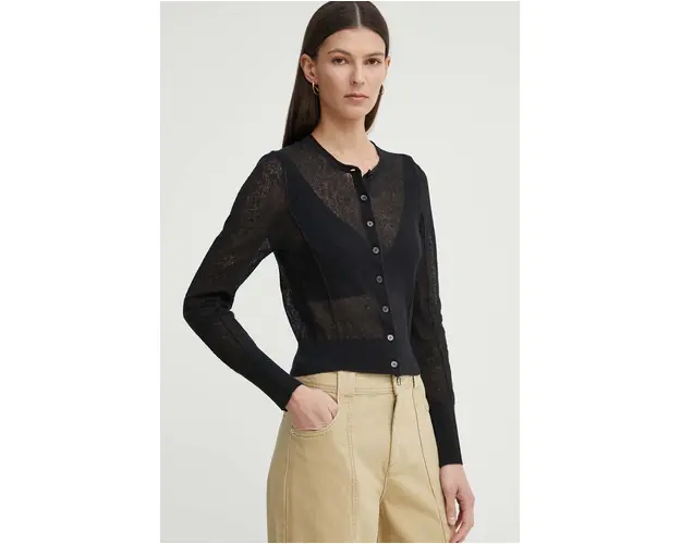 AERON cardigan cu amestec de in CONSTANT culoarea negru, light, AW24RSPU237489