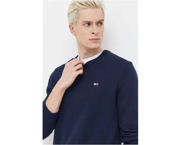 Tommy Jeans pulover de bumbac culoarea bleumarin DM0DM18370