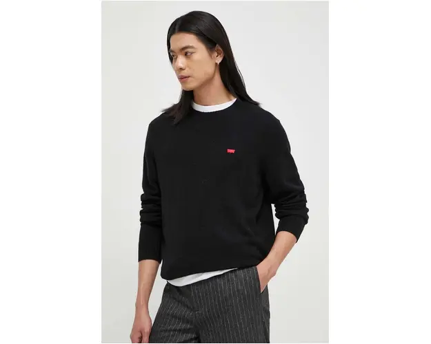 Levi's pulover de lana barbati, culoarea negru, light