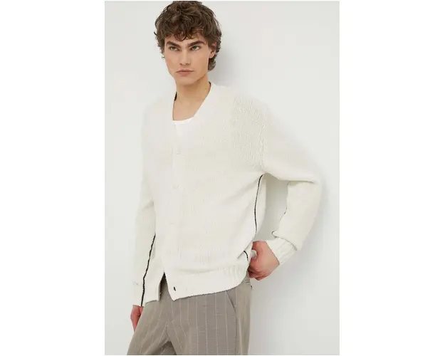 Samsoe Samsoe cardigan SAENZO barbati, culoarea bej, M24100092