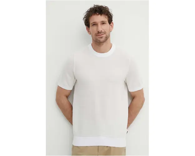 BOSS tricou barbati, culoarea bej, uni, 50511762