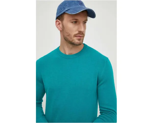 United Colors of Benetton pulover din amestec de lana barbati, culoarea verde, light