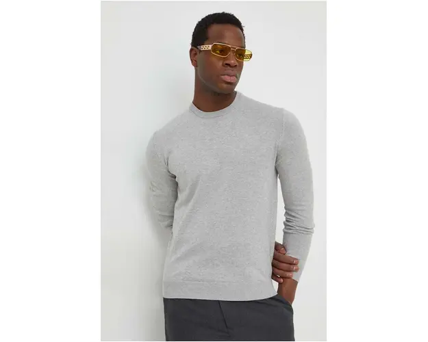 United Colors of Benetton pulover de bumbac culoarea gri, light