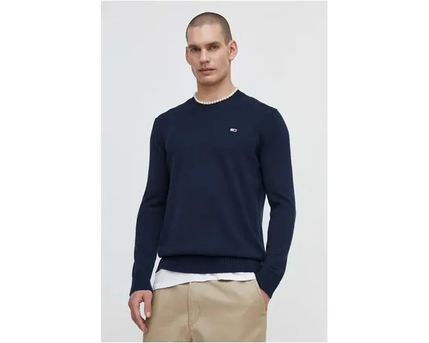 Tommy Jeans pulover de bumbac culoarea bleumarin DM0DM18895