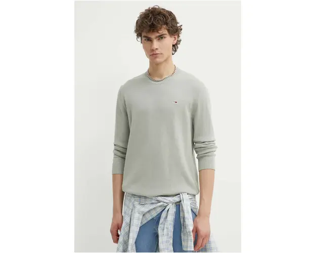 Tommy Jeans pulover de bumbac culoarea gri DM0DM18895