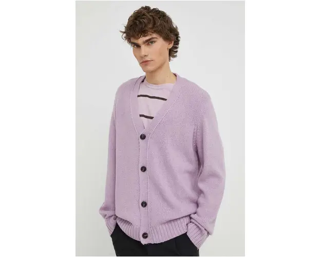 Won Hundred cardigan din lana culoarea violet, 2780-11084