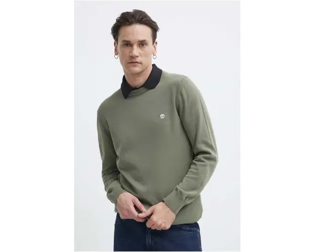 Timberland pulover de bumbac culoarea verde, light, TB0A2BMM5901