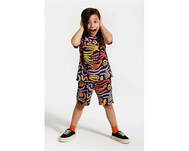 Coccodrillo pantaloni scurti din bumbac pentru copii talie reglabila