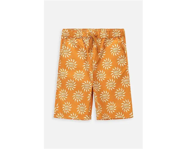 Coccodrillo pantaloni scurti din bumbac pentru copii culoarea maro, talie reglabila