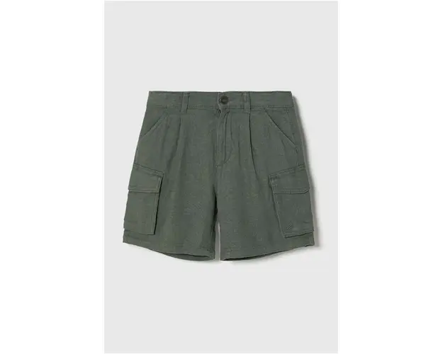 United Colors of Benetton pantaloni scurti de in pentru copii culoarea verde, talie reglabila