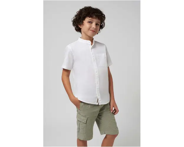 Mayoral pantaloni scurti din amestec de in pentru copii culoarea verde, melanj