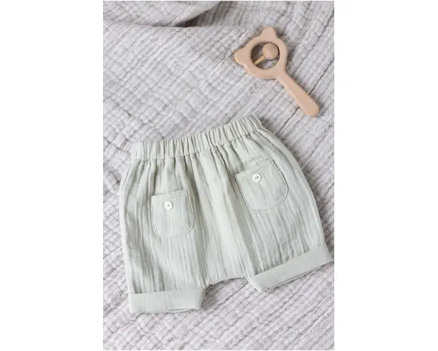 Tartine et Chocolat pantaloni scurti din bumbac pentru bebelusi culoarea turcoaz