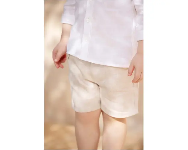 Tartine et Chocolat pantaloni scurti de in pentru bebelusi culoarea bej