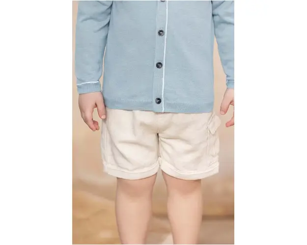 Tartine et Chocolat pantaloni scurti din amestec de in pentru bebelusi culoarea bej