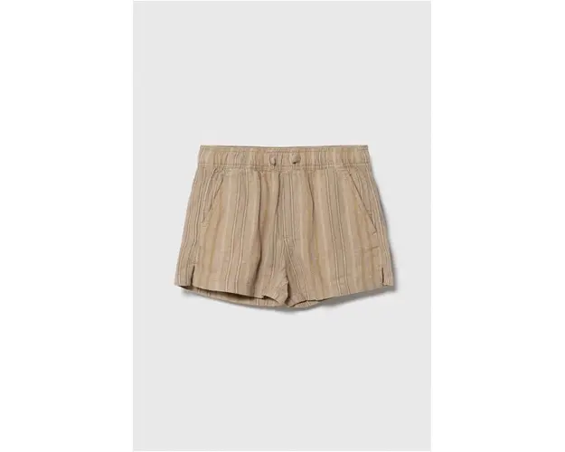 Abercrombie & Fitch pantaloni scurti de in pentru copii culoarea bej, talie reglabila