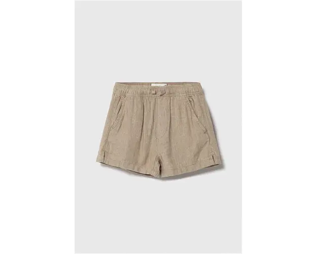 Abercrombie & Fitch pantaloni scurti de in pentru copii culoarea bej, talie reglabila