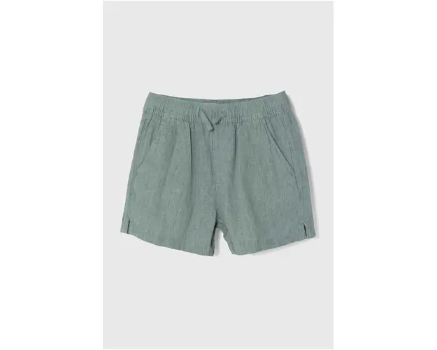 Abercrombie & Fitch pantaloni scurti de in pentru copii culoarea verde, talie reglabila