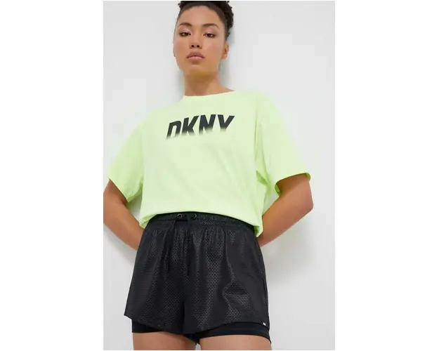 Dkny pantaloni scurti femei, culoarea negru, modelator, high waist